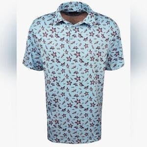 Etonic Fresh Azalea Polo Light Blue Floral Golf Shirt Size XL